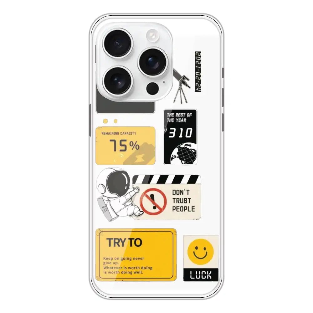 Space - Clear Printed Silicone Case For Apple iPhone 16 Pro