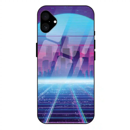 'Cityscape Synthwave - Glass Case For Apple iPhone 16 Plus