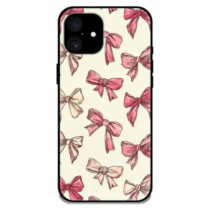 'Pastel Pink Bows - Glossy Metal Silicone Case For Apple iPhone 16 Plus