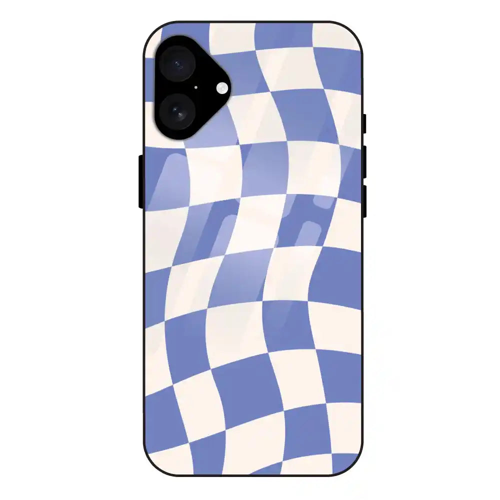 'Blue Chessboard - Glass Case For Apple iPhone 16 Plus