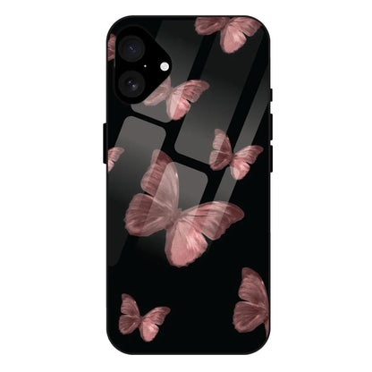 'Pink Butterflies - Glass Case For Apple iPhone 16 Plus