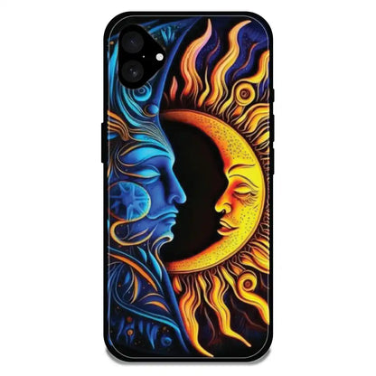 Sun And Moon Art - Glossy Metal Silicone Case For Apple iPhone Models
