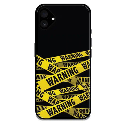 'Warning - Glossy Metal Silicone Case For Apple iPhone 16 Plus