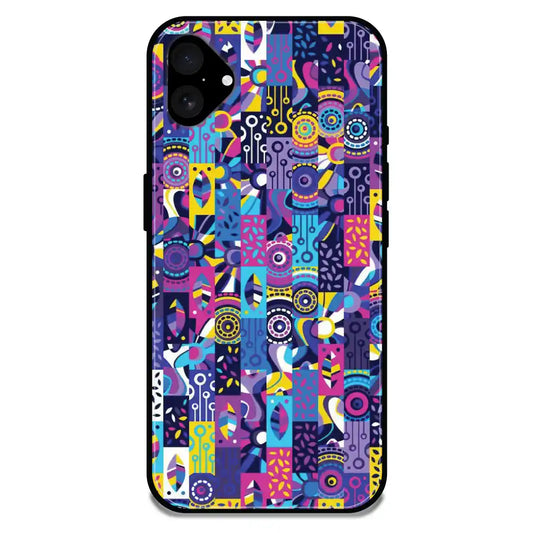 'Purple Geometric Art - Glossy Metal Silicone Case For Apple iPhone 16 Plus