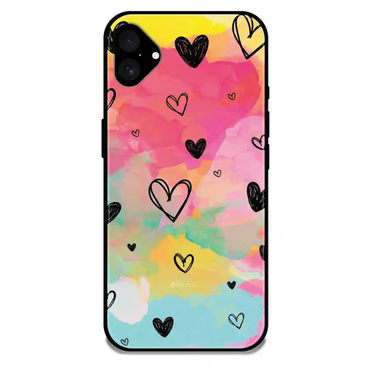 'Hearts - Glossy Metal Silicone Case For Apple iPhone 16 Plus