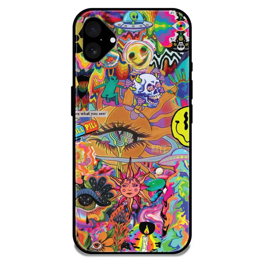 'Trippy Collage - Glossy Metal Silicone Case For Apple iPhone 16 Plus