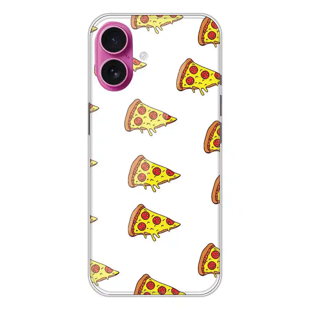 Pizza - Clear Printed Silicone Case For Apple iPhone 16 Plus