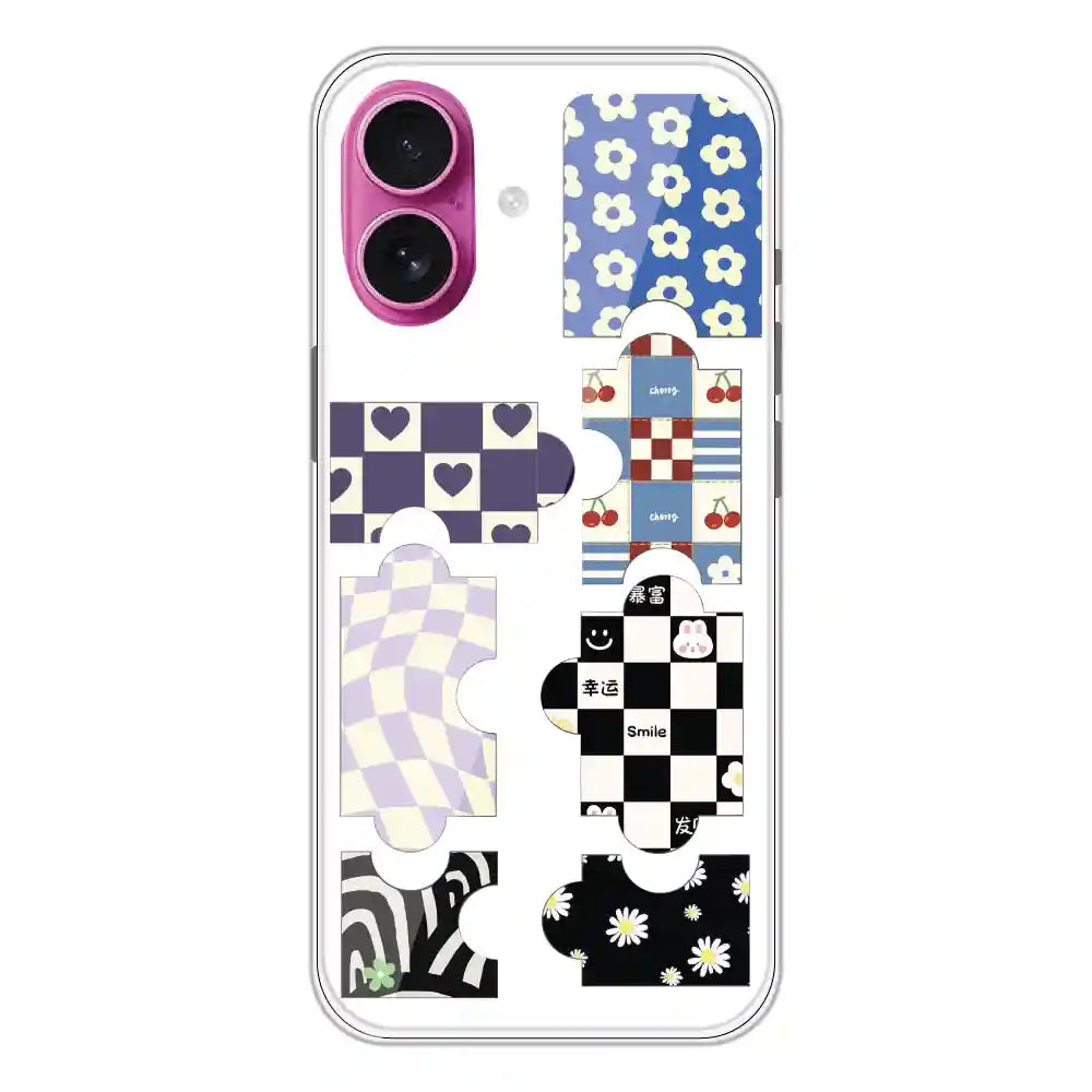 Aesthetic Puzzle - Clear Printed Silicone Case For Apple iPhone Models- Apple iPhone 16 Plus