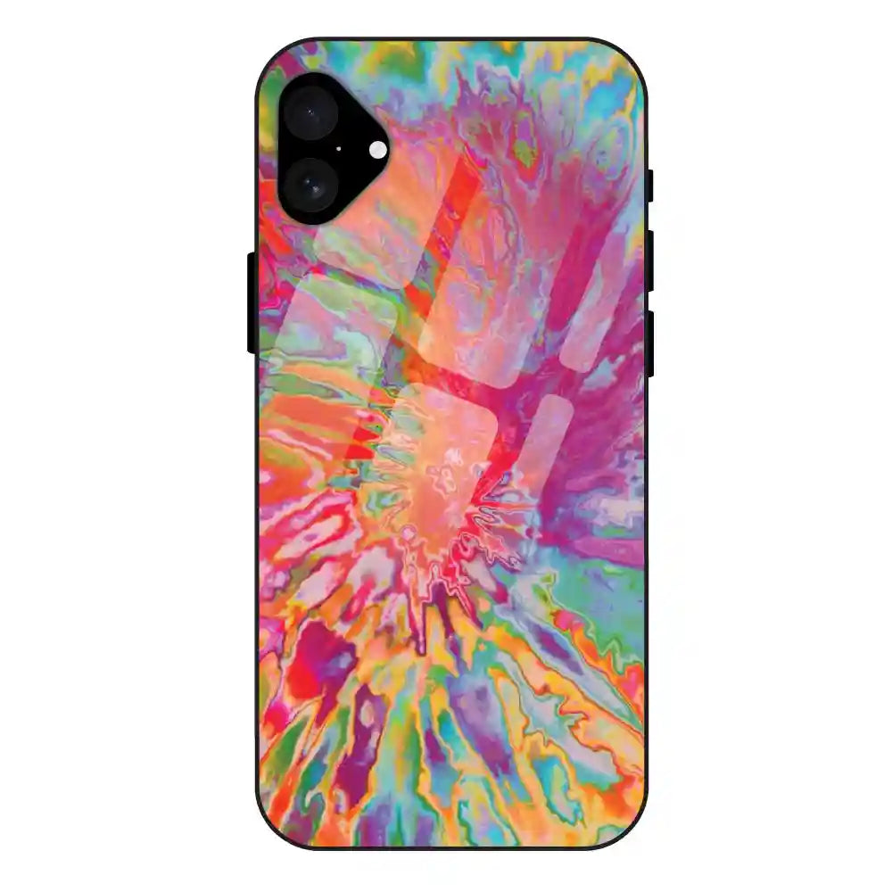 'Orange Splash Tie Dye - Glass Case For Apple iPhone 16 Plus