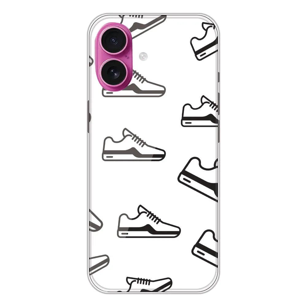 Black Sneakers - Clear Printed Silicone CaseFor Apple iPhone 16 Plus