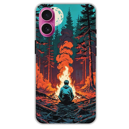 Boy With Camp Fire - Hard Cases For Apple iPhone 16 Plus