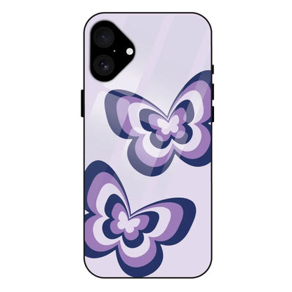 'Blue butterflies - Glass Case For Apple iPhone 16 Plus