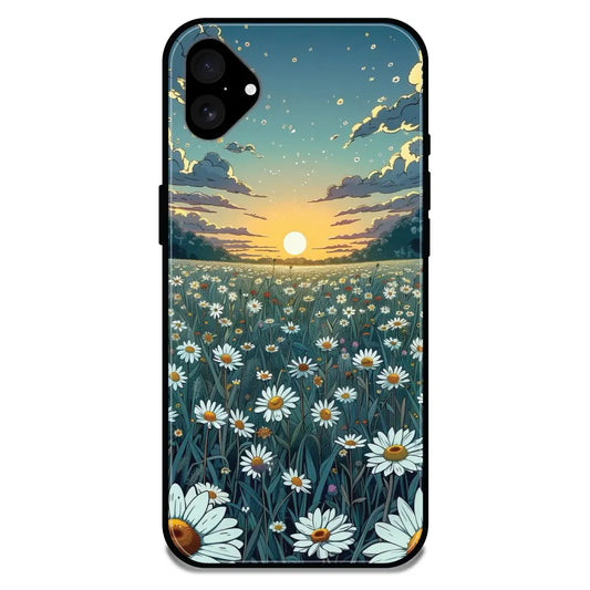'Daisy Sunset - Glossy Metal Silicone Case For Apple iPhone 16 Plus