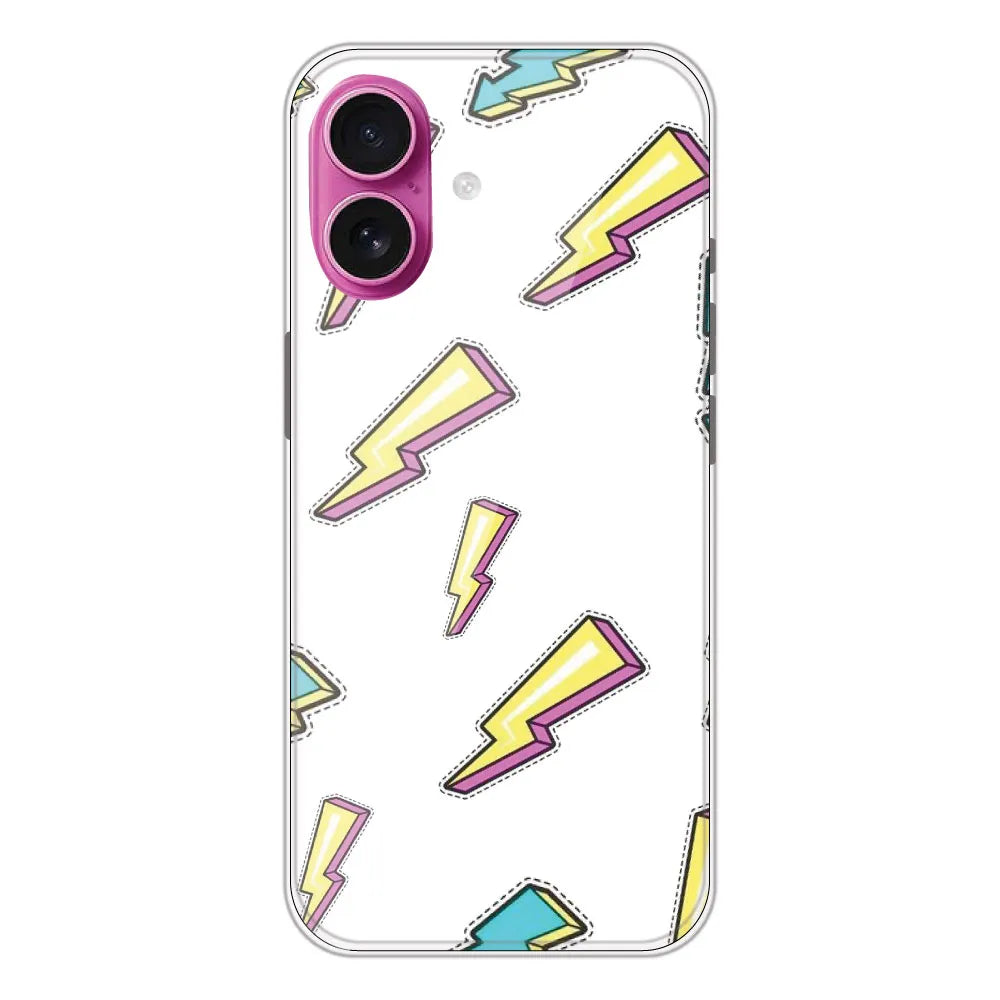 Lighting Bolts - Clear Printed Silicone CaseFor Apple iPhone 16 Plus