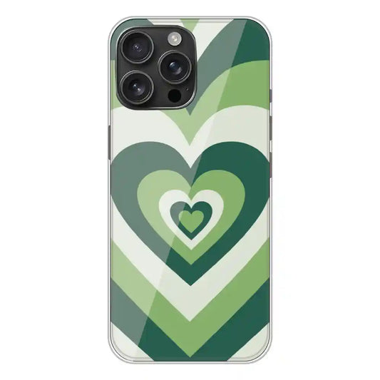 Dark Green Hearts - Printed Silicone Case For Apple iPhone 16 Pro Max