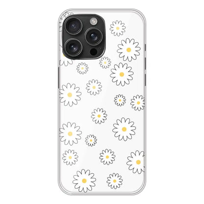 White Flowers - Clear Printed Silicone Case For Apple iPhone 16 Pro Max