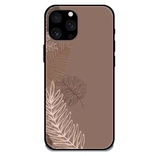 Brown Leaves - Glossy Metal Silicone Case For Apple iPhone Models