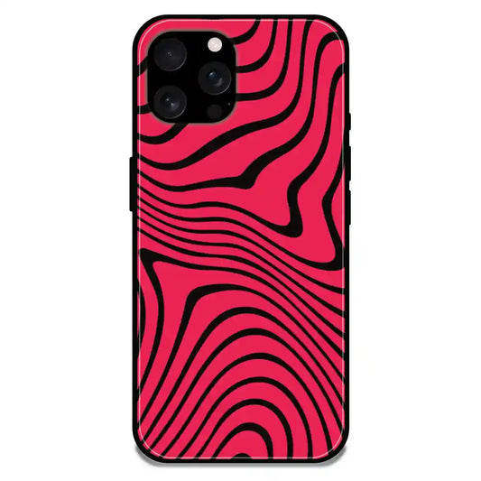 Pink Waves - Glossy Metal Silicone Case For Apple iPhone Models