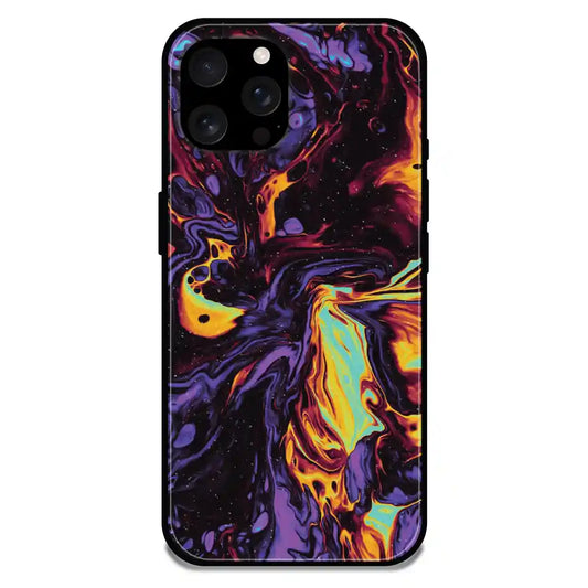'Purple And Orange Swirl - Glossy Metal Silicone Case For Apple iPhone 16 Pro Max