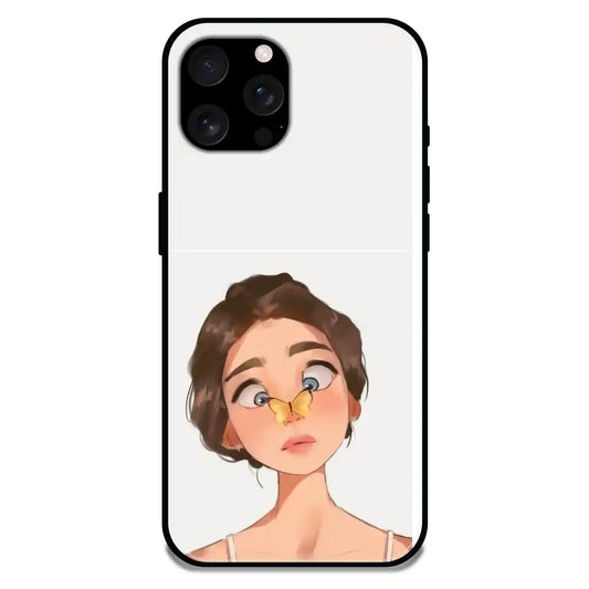 Butterfly Girl - Glossy Metal Silicone Case For Apple iPhone Models
