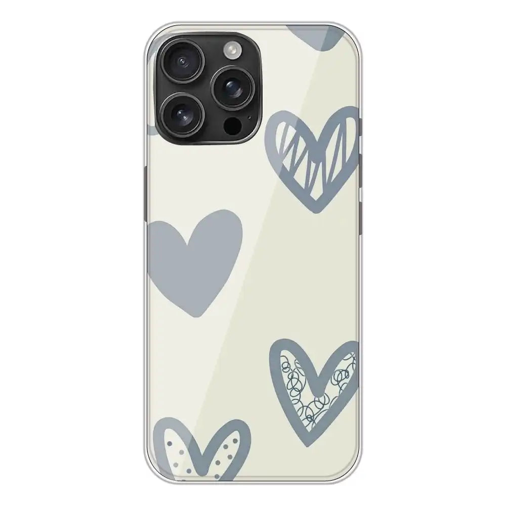 Light Blue Hearts - Silicone Case For Apple iPhone Models apple iphone 16 Pro Max