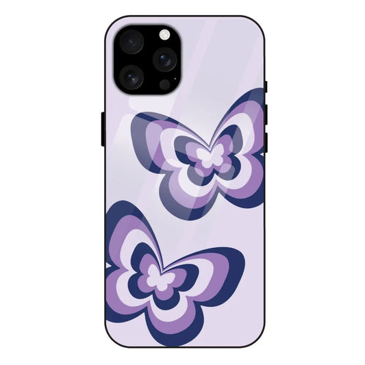 'Blue butterflies - Glass Case For Apple iPhone 16 Pro Max