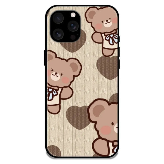 'Teddy Heart - Glossy Metal Silicone Case For Apple iPhone 16 Pro Max