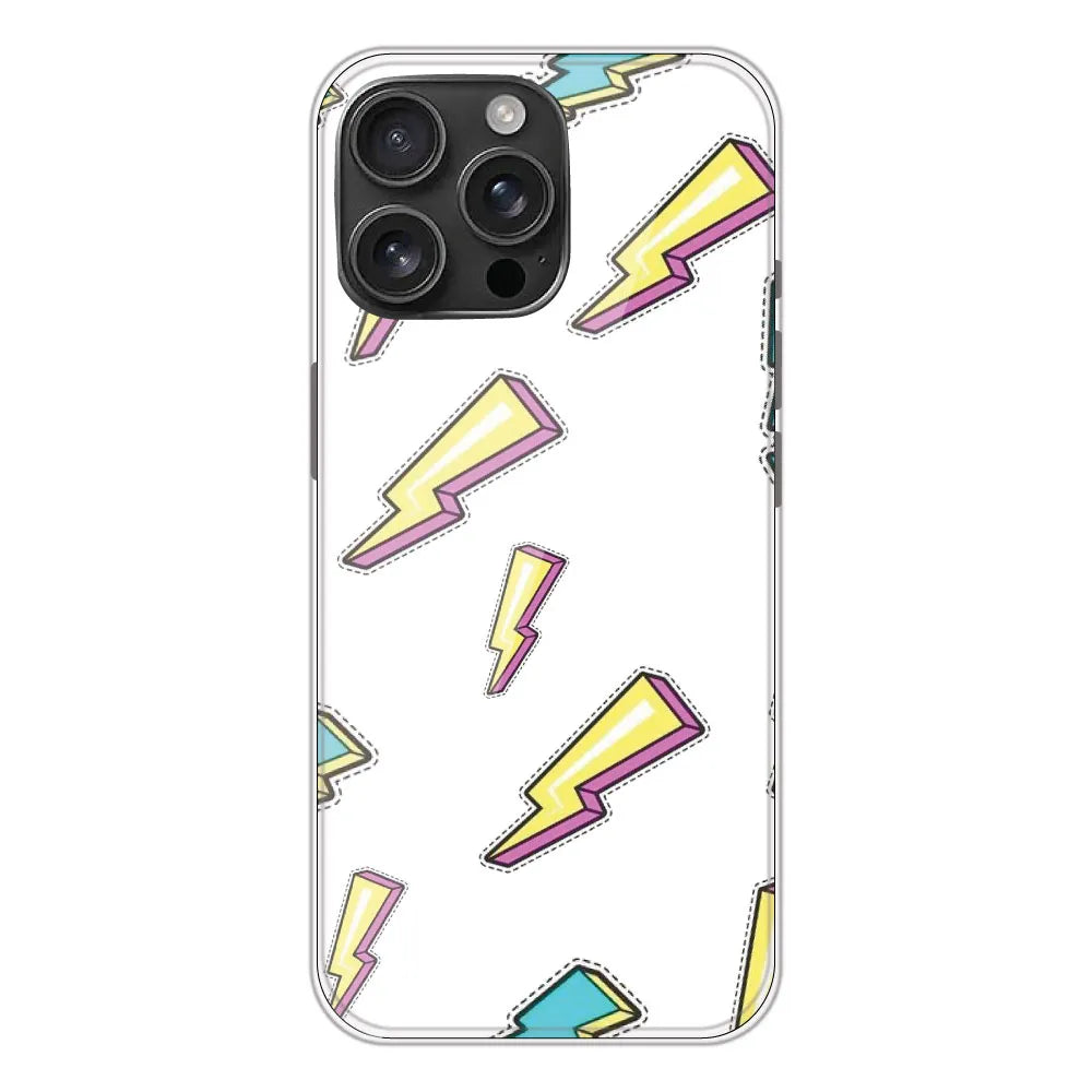 Lighting Bolts - Clear Printed Silicone CaseFor Apple iPhone 16 Pro Max