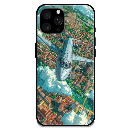 Flying Over City - Glossy Metal Silicone Case For Apple iPhone Models