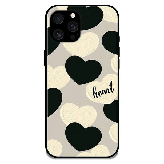 'Black And White Heart - Glossy Metal Silicone Case For Apple iPhone 16 Pro Max