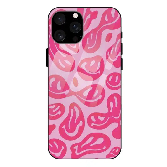 'Pink Smilies - Glass Case For Apple iPhone 16 Pro
