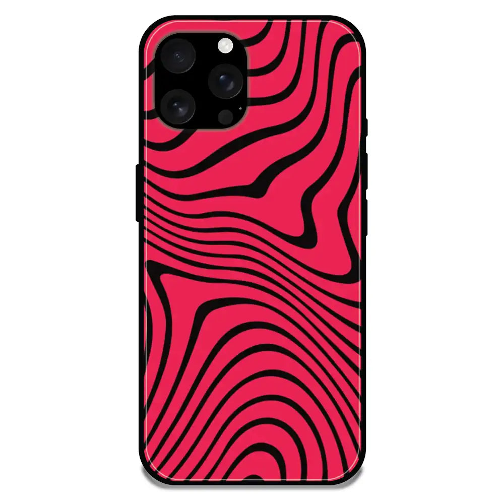 'Pink Waves - Glossy Metal Silicone Case For Apple iPhone 16 Pro