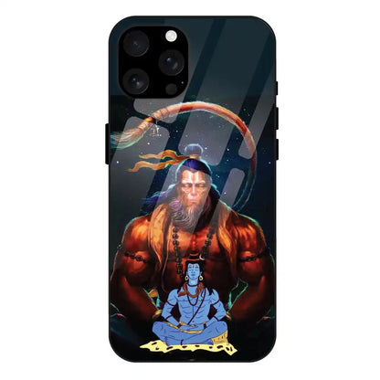 'Lord Shiva & Lord Hanuman - Glass Case For Apple iPhone 16 Pro