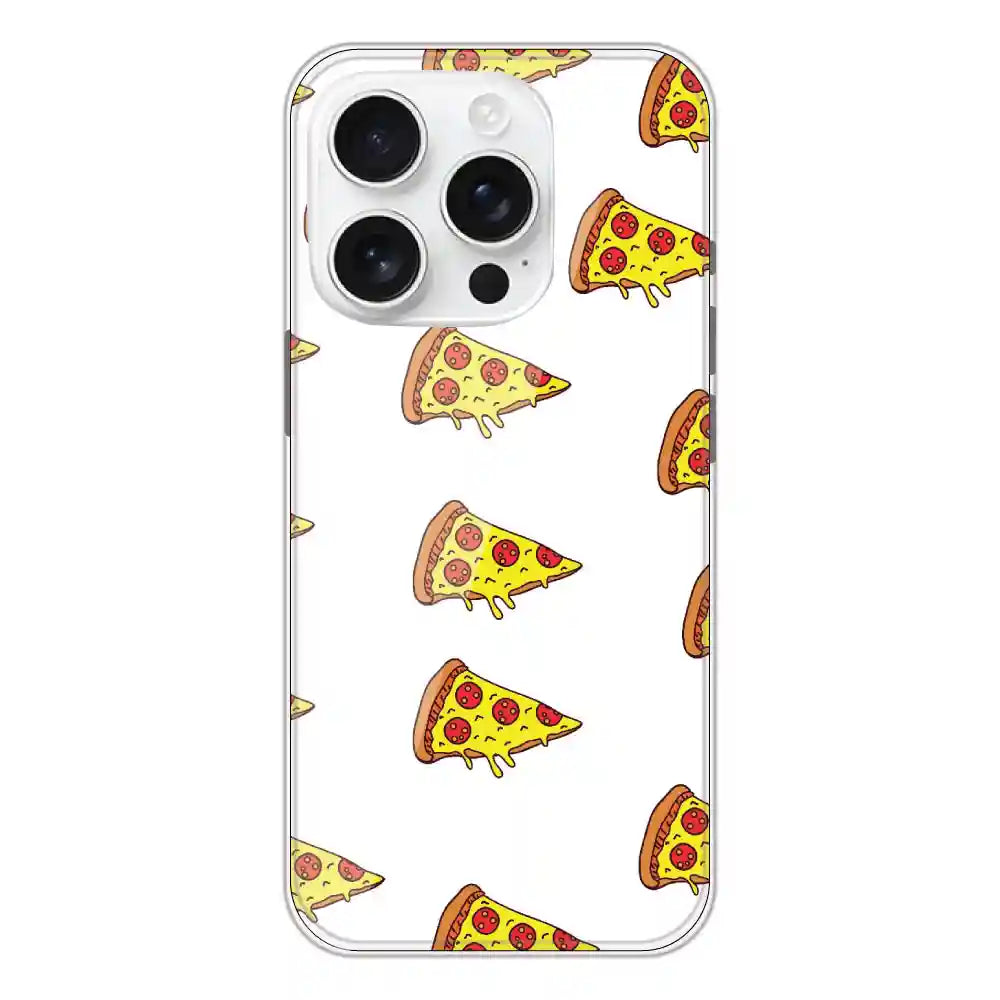 Pizza - Clear Printed Silicone Case For Apple iPhone 16 Pro