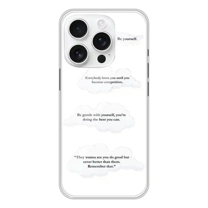 Quotes And Clouds - Clear Printed Silicone Case For Apple iPhone Models- Apple iPhone 16 Pro