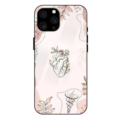'Heart And Flowers - Glass Case For Apple iPhone 16 Pro