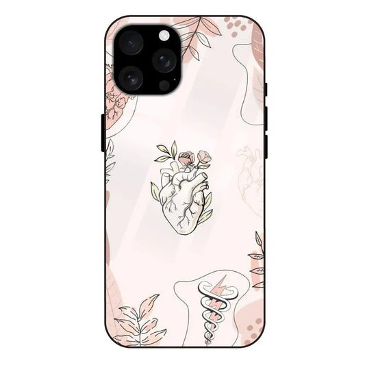 'Heart And Flowers - Glass Case For Apple iPhone 16 Pro