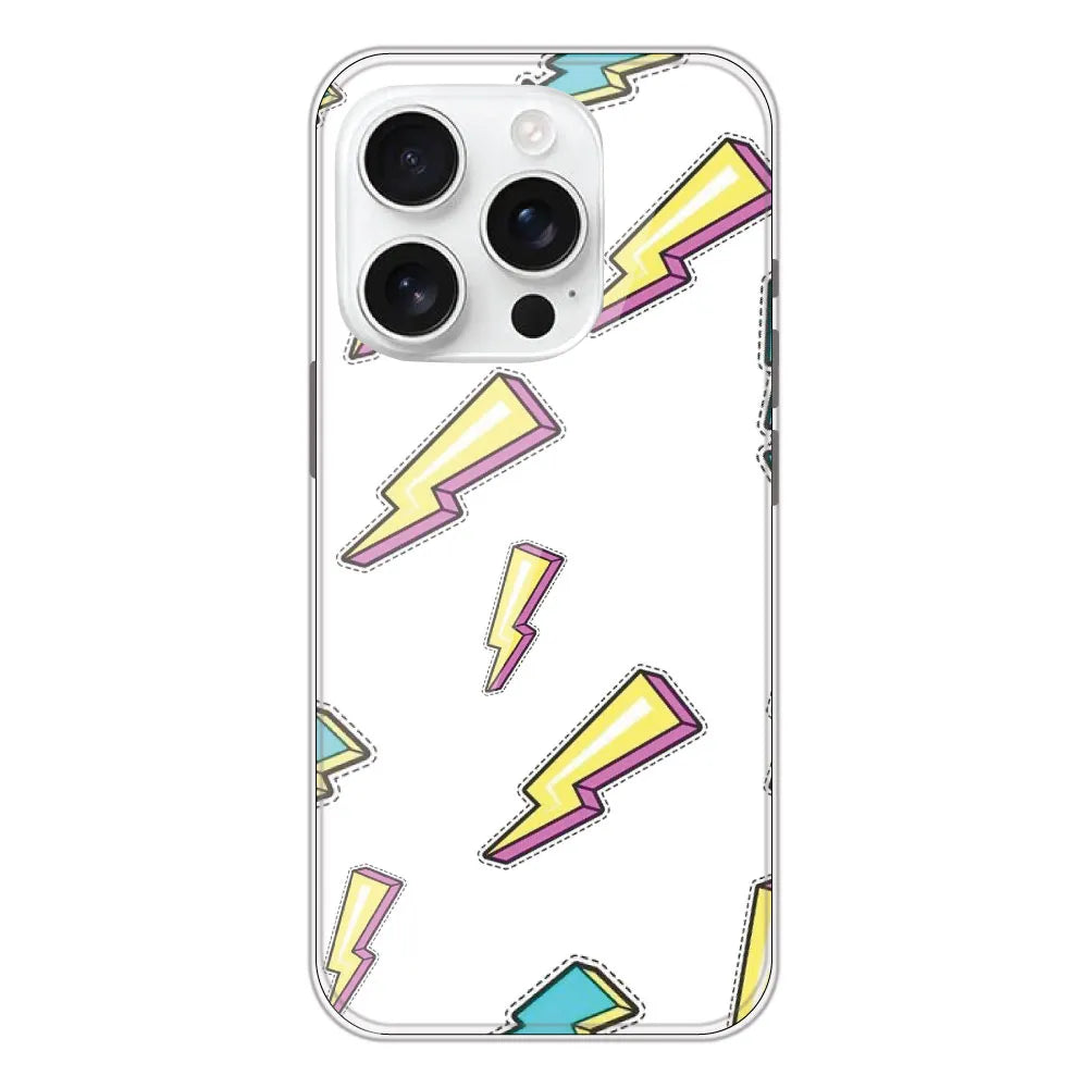 Lighting Bolts - Clear Printed Silicone CaseFor Apple iPhone 16 Pro