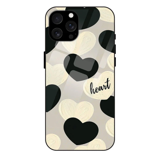 'Black And White Hearts - Glossy Metal Silicone Case For Apple iPhone 16 Pro 