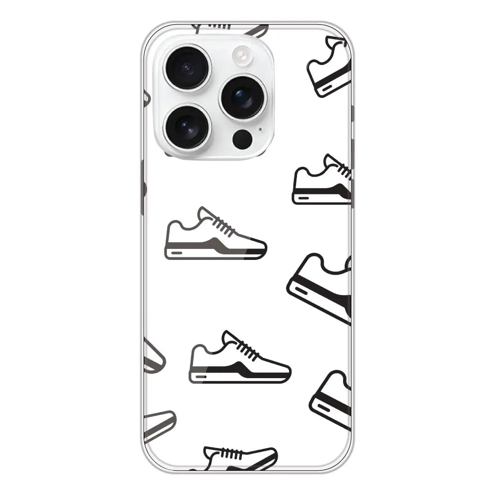 Black Sneakers - Clear Printed Silicone CaseFor Apple iPhone 16 Pro