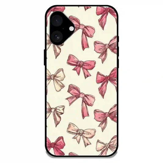 'Pastel Pink Bows - Glossy Metal Silicone Case For Apple iPhone 16