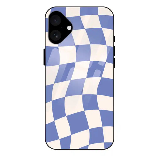 'Blue Chessboard - Glass Case For Apple iPhone 16