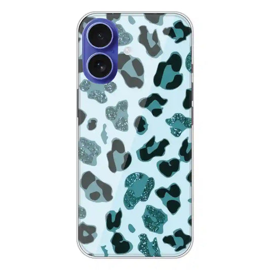 Blue Leopard Glitter Print - Printed Silicone Case For Apple iPhone 16