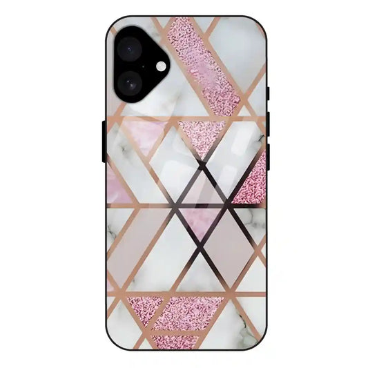 'Blush Prism Geometric - Glass Case For Apple iPhone 16