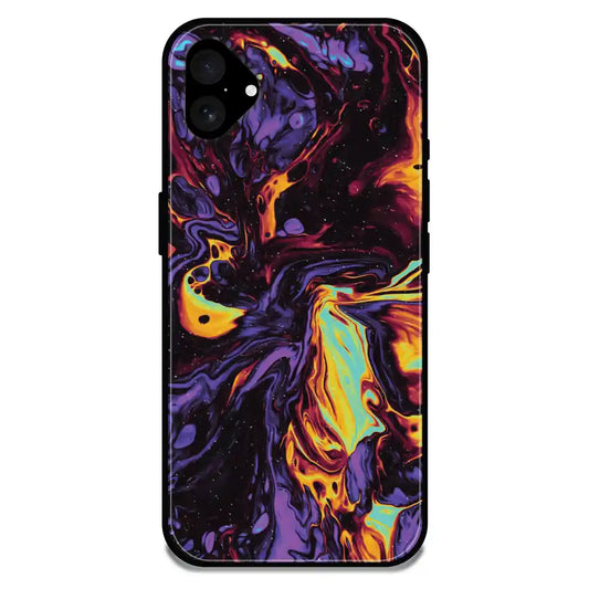 'Purple And Orange Swirl - Glossy Metal Silicone Case For Apple iPhone 16