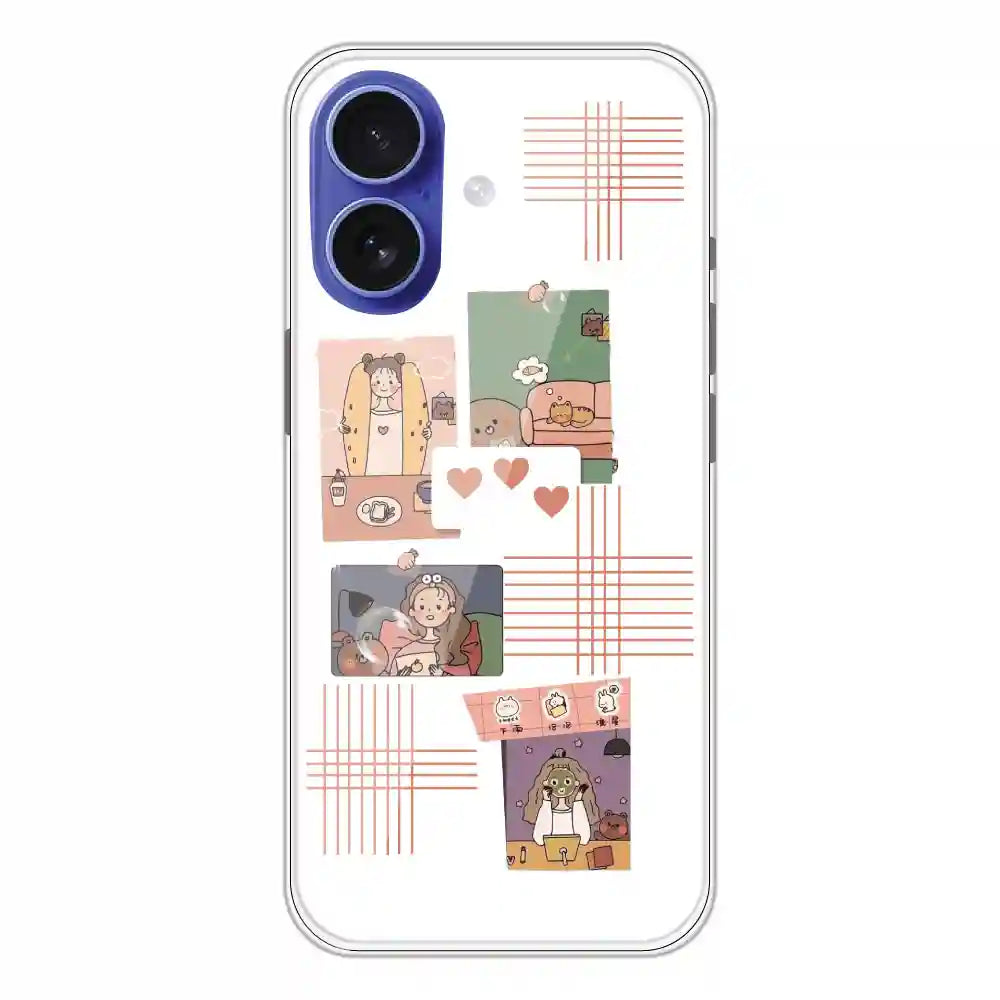 Cute Girl Collage - Clear Printed Silicone Case For Apple iPhone Models -Apple iPhone 16