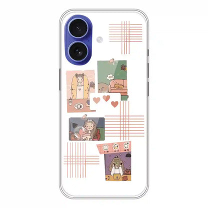 Cute Girl Collage - Clear Printed Silicone Case For Apple iPhone Models -Apple iPhone 16