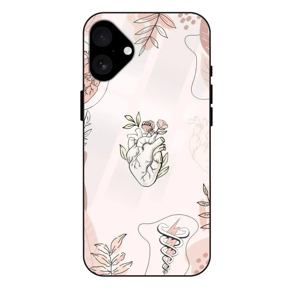 'Heart And Flowers - Glass Case For Apple iPhone 16