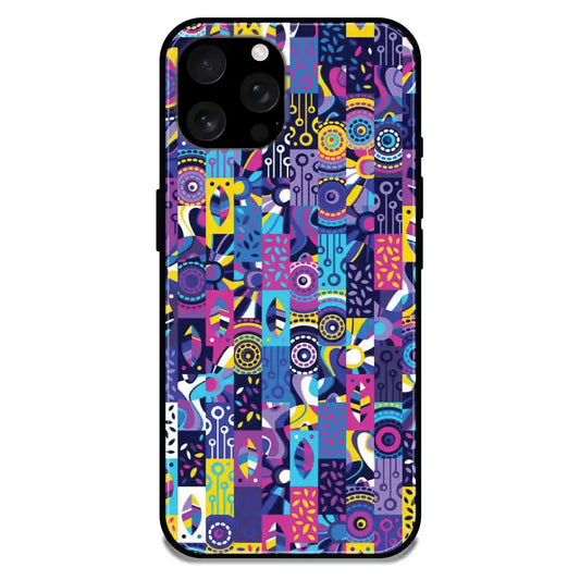 'Purple Geometric Art - Glossy Metal Silicone Case For Apple iPhone 16 Pro Max