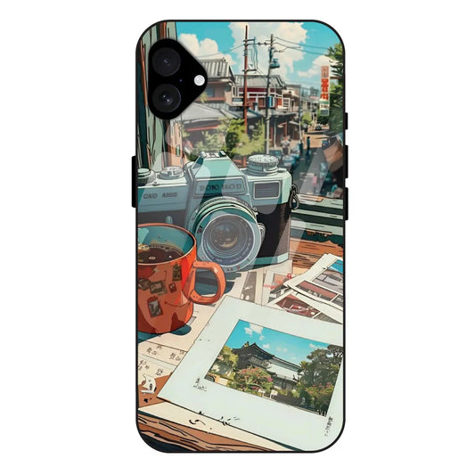 'Vintage Camera Travel Vibes - Glossy Metal Silicone Case For Apple iPhone 16